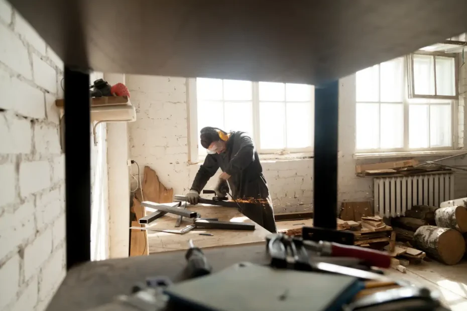 Profissional realizando trabalho de reforma residencial, seguindo a legislação para construções e reformas, com foco em normas obrigatórias, licenças e responsabilidades técnicas